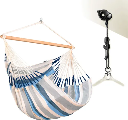 Miniatura 43 de LA SIESTA® - Silla Hamaca Columpio XL King Domingo - Silla Hamaca Colgante Resistente a la Intemperie y a los Desgarros - Silla Hamaca Columpio