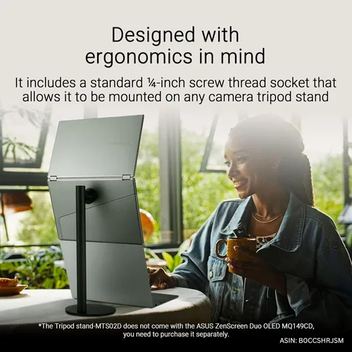 Miniatura 6 de ASUS ZenScreen Duo OLED 360° Monitor Portátil Plegable (MQ149CD) - Dual de 14 pulgadas, 16:10, 1920x1200, DisplayHDR400 True Black, 100% DCI-P3