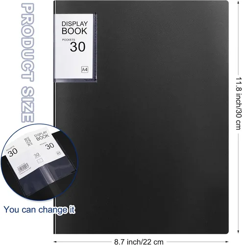 Miniatura 2 de Paquete de 6 carpetas con fundas de plástico con 30 bolsillos para presentaciones de libros de 8.5 x 11 pulgadas, carpeta de arte con protector