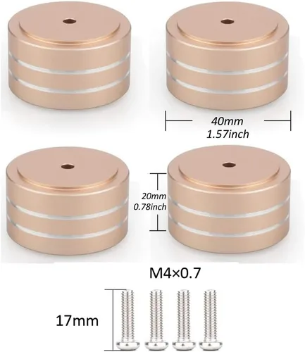 Miniatura 4 de Tertullus 4 piezas de pies de altavoz aislantes 1.575x0.787 in patas de plataforma de aluminio soporte de altavoz protectores de piso almohadilla