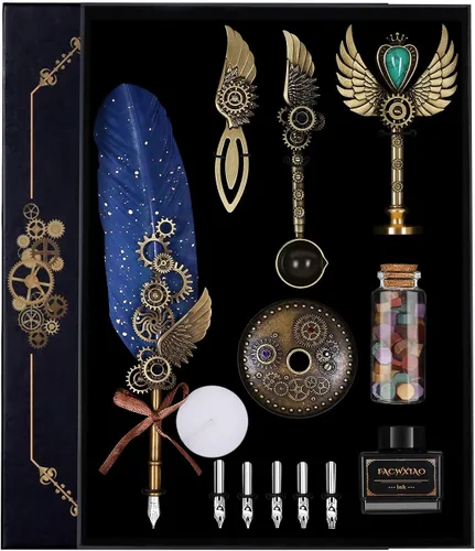 Juego de pluma estilográfica y tinta, juego de plumas de ave para caligrafía, regalo de Navidad para amantes de la caligrafía, regalo de cumpleaños