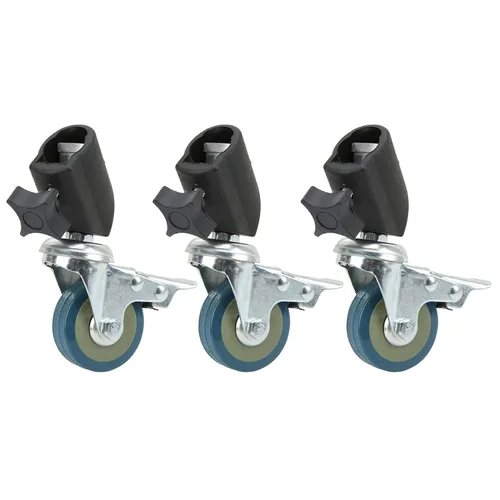 Ruedas giratorias de 0.866 in para soportes de luces, trípodes de fotografía, juego de 3 piezas, ruedas giratorias con freno, para luces de