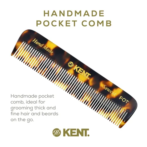 Miniatura 3 de Kent FOT TY - Peine de dientes finos para hombre, peine de bolsillo hecho a mano para viajes, peinado, cabello fino o fino, cuidado de bigote