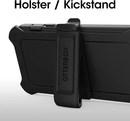 Miniatura 6 de OtterBox Funda para iPhone 14 Plus Defender Series, color negro, resistente y duradera, con protección de puerto, incluye soporte de clip para funda