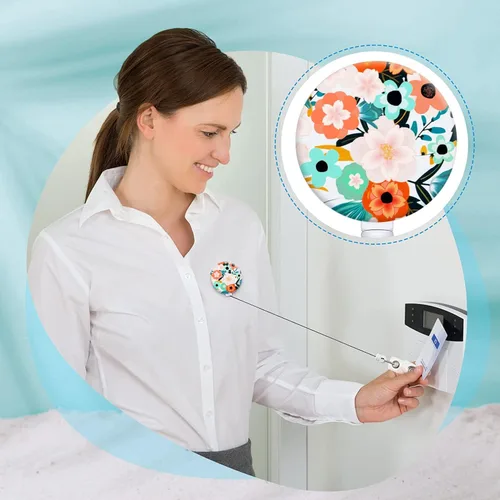 Miniatura 5 de Carrete de insignia retráctil lindo porta insignias con clip de cocodrilo carretes de insignia decorativos con nombre de enfermera en porta tarjetas