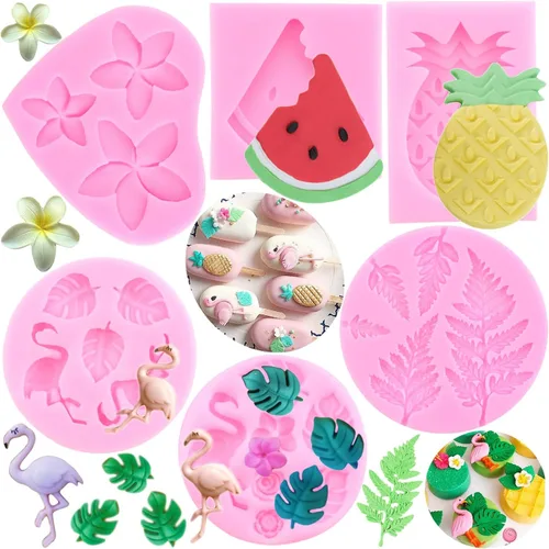 Miniatura 12 de ZiXiang Molde de silicona de hojas tropicales de flamenco, helecho, hojas de Monstera, moldes de fondant para decoración de cupcakes, decoración