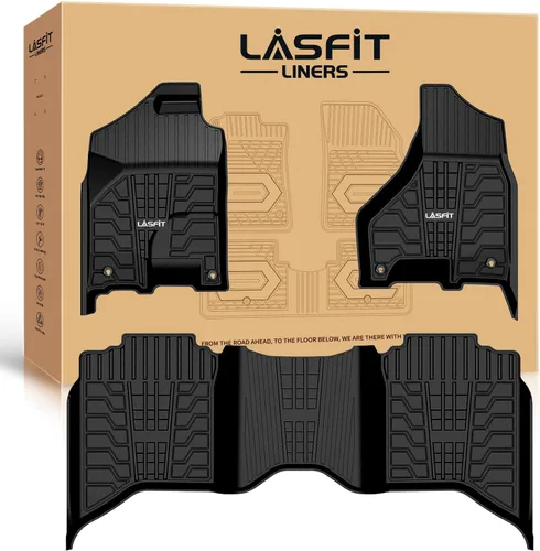Miniatura 9 de LASFIT - Alfombrillas para Ram 1500 2019-2024 Cabina Tripulación con Cubo de Almacenamiento Bajo el Asiento Trasero