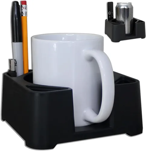 MugBrick - Portavasos de silicona portátil para escritorio, sofá y cama. Apto para lavavajillas, soporte para bebidas antiderrames para oficina, (A)