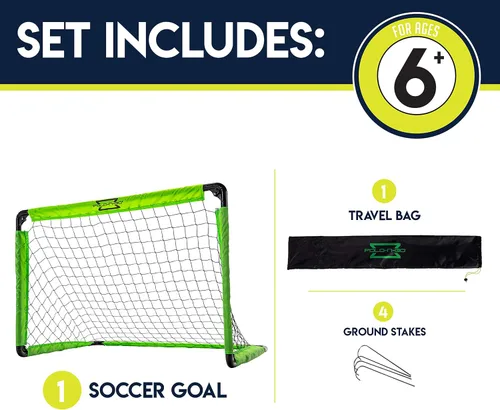 Miniatura 3 de Franklin Sports Mini portería de fútbol portátil, plegable, para interiores y exteriores, para niños, con bolsa de transporte, portería juvenil