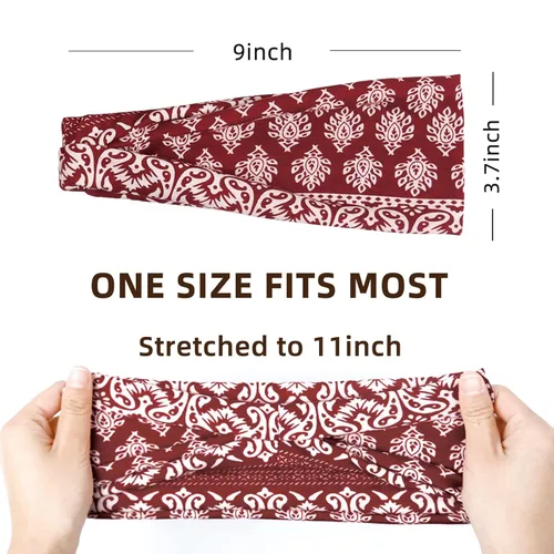Miniatura 3 de Huachi Diademas bohemias para mujer, bandas anchas para la cabeza, para yoga, entrenamiento, bandas para el cabello para mujer, antideslizantes