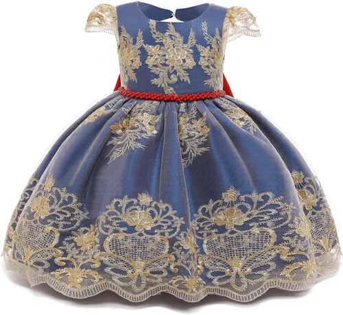 Miniatura 2 de NNJXD Vestido de princesa para bebé, con flores, para cumpleaños, bodas, fiestas