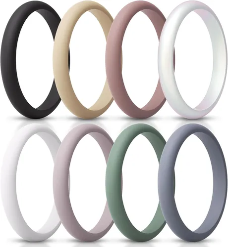 Miniatura 26 de ThunderFit - Realzadores de anillos de silicona delgados y apilables para mujer, alianzas de boda de silicona, 2.5 mm de ancho y 2 mm de grosor