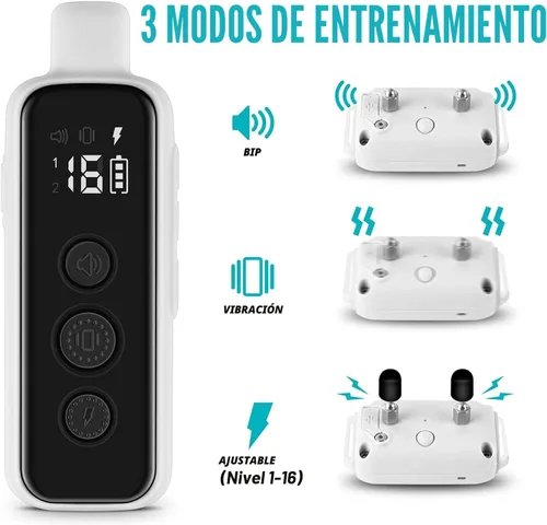 Miniatura 2 de Bousnic Collar de choque para perros 2 perros, (8-120 libras), collar eléctrico impermeable recargable con control remoto para perros pequeños, Gris