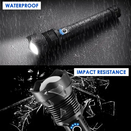 Miniatura 5 de Linternas recargables de alto lúmenes, linterna resistente recargable, linterna LED súper brillante con 5 modos, luz de flash potente ajustable
