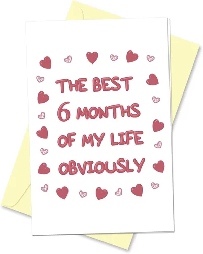 Tarjeta de aniversario de medio año para ella él, regalo de Aday de 6 meses, tarjeta romántica del día de aniversario, tarjeta de aniversario de 6