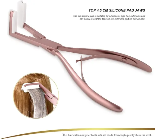 Miniatura 4 de EHDIS Cinta en extensiones de cabello Alicates de acero inoxidable Extensiones de superficie plana Cinta de sellado de cinta Alicates Herramienta