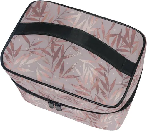 Miniatura 3 de Bolsa de maquillaje, bolsa organizadora de maquillaje de viaje con estampado de leopardo rosa, neceser para niñas, mujeres y mujeres, Geométrico 115