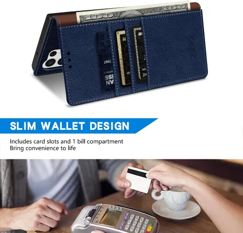 Miniatura 5 de ZZXX Funda tipo cartera para Samsung Galaxy S22 Ultra con bloqueo RFID, ranura para tarjetas, función atril, cierre magnético, funda protectora