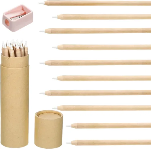 Tenare Juego de 10 lápices de tiza blanca con sacapuntas y recipiente para dibujar, dibujar, mezclar, principiantes y artistas