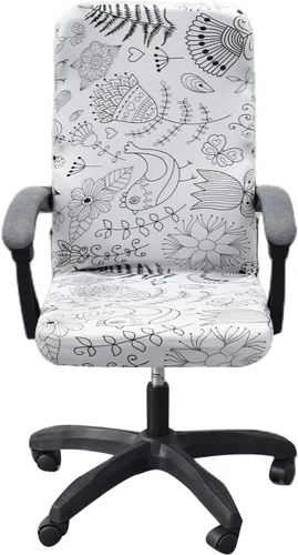 Miniatura 31 de CRFATOP Funda elástica para silla de oficina de computadora con cremallera duradera, funda para silla de escritorio giratoria universal, respaldo