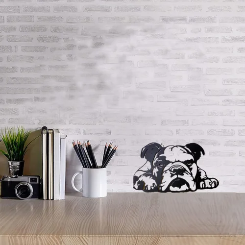 Miniatura 2 de PHJYMXZSNA Escultura de pared de bulldog de metal negro 3D para decoración de cabeza de perro, retratos artísticos modernos para mascotas, adecuados