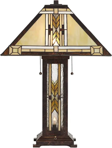 Miniatura 6 de Franklin Iron Works Drake Mission Collection 25 1/2" de alto, lámpara de mesa estilo Tiffany de estilo granja rústico sudoccidental, luz nocturna