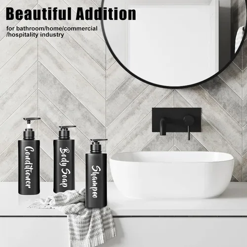 Miniatura 6 de AUMIO Juego de dispensador de jabón de baño de 16.9 onzas, botellas recargables de champú y acondicionador, botellas vacías con bomba para champú
