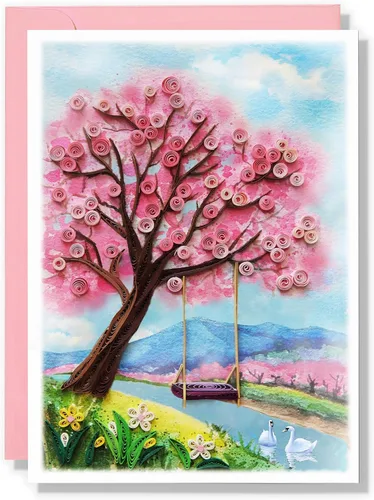 Miniatura 10 de Tarjeta de felicitación estacional, verano invierno, primavera, otoño Tarjeta de cumpleaños para mamá, madre, linda tarjeta de filigrana acolchada