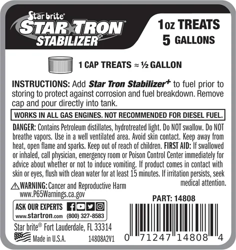 Miniatura 2 de Star Tron Stabilizador+ Almacenamiento de Combustible y Protección contra la Corrosión, Trata 40 Galones de Gasolina - Ideal para Motocicletas
