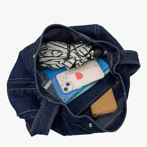Miniatura 4 de Bolso bandolera de mezclilla, bolso cruzado grande tipo hobo, bolso de hombro casual, bolso de mano de jean para mujeres y hombres