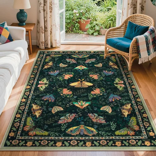 Miniatura 19 de Lahome Alfombra de Otoño Selva 5 x 7 pies para sala de estar y dormitorio, lavable a máquina, alfombra suave de atardecer para niños para sala