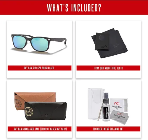 Miniatura 5 de Ray-Ban Junior XS New Wayfarer RJ9052S - Lentes de sol cuadrados para niños y niñas pequeños + paquete con kit DIW