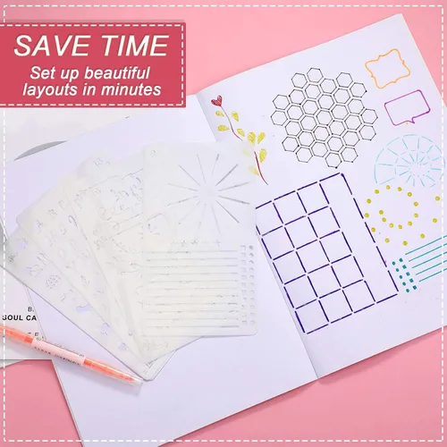 Miniatura 4 de Zonon 24 plantillas de diario de 4 x 7 pulgadas, plantilla de dibujo para diarios, kit de suministros diarios, semanales, mensuales, calendarios