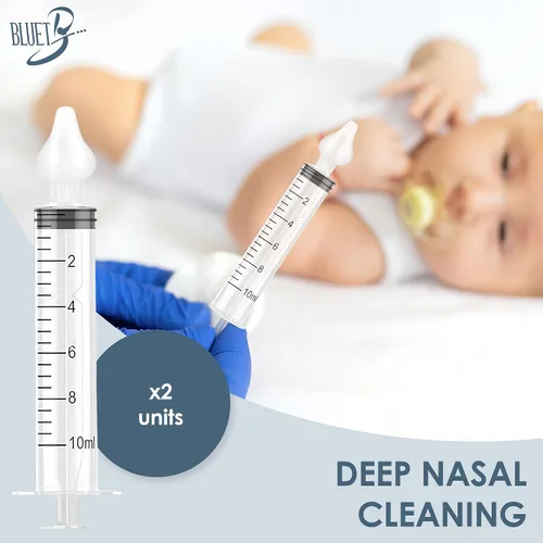 Miniatura 6 de Bluet B - Jeringa nasal para bebés (paquete de 2) - Aspirador nasal de silicona seguro para recién nacidos - Eliminación de moco infantil - Jeringa