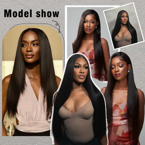 Miniatura 5 de 22 Inch Black Straight Wig Human Hair 220 Density Transparent Hd Glueless Wigs Human Hair Pre Plucked Pre Cut 9x6 Lace Front Wigs Wigs For Black