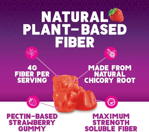 Miniatura 5 de Gomitas de fibra para adultos – Fibra soluble 0.14 oz por porción – Suplemento de fibra prebiótica a base de plantas para salud digestiva, salud