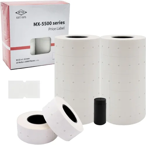 Miniatura 10 de Motex 1 línea en blanco - 10,000 etiquetas verdes en blanco para pistolas de precio y fecha, compatibles con MX-5500 y pistolas Perco de 1 línea