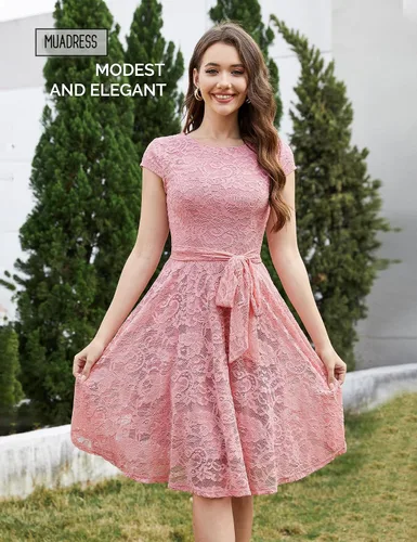 Miniatura 2 de MUADRESS - Vestido de encaje para mujer, para cóctel, boda y fiesta