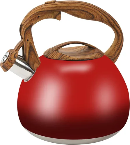 Miniatura 13 de Hervidor de Té Foedo para Estufa, Teteras Silbantes de 2.6 Cuartos para Estufa, Mango Plegable Resistente al Calor, Tetera Bonita (Beige)
