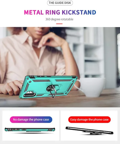 Miniatura 3 de Androgate Funda para Samsung Galaxy Note 10 Plus con protectores de pantalla HD, soporte de anillo de metal de grado militar, a prueba de caídas, a