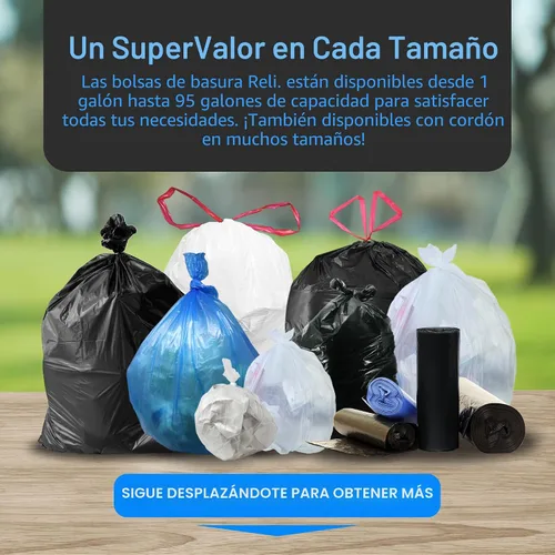 Miniatura 8 de Reli. Bolsas de basura de 55 a 60 galones resistentes 150 unidades 50-60 galones Bolsas de basura negras grandes Fabricadas en Estados Unidos