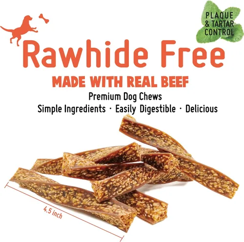 Miniatura 4 de LuvChew Palitos masticables para perros de ternera, palitos inflados de carne de res de grado humano, alternativa de cuero crudo, fácil de digerir