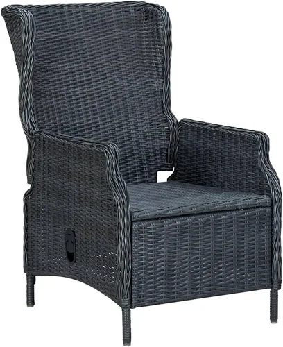 Miniatura 4 de Ensemble de salle à manger extérieur 9 piezas gris foncé, mesa rectangular et 6 chaises avec primos, résistant aux intempéries pour jardín, terraza