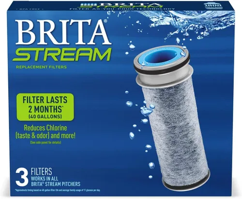Miniatura 5 de Brita Filtro de agua Stream Pitcher para jarras y dispensadores, sin BPA, reemplaza 1,800 botellas de agua de plástico al año, dura dos meses o 40