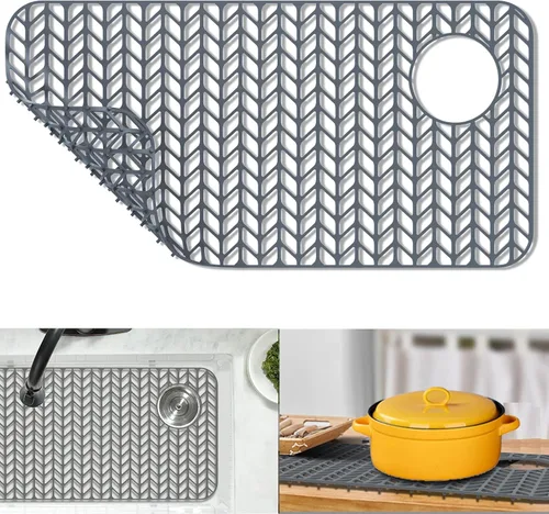 Miniatura 14 de Protectores de fregadero para fregadero de cocina de 12, 13, 16, 18, 19, 24, 26, 28, 29, 30 pulgadas, alfombrilla de silicona para fregadero