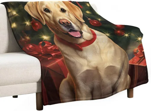 Miniatura 30 de Yellow Lab - Manta de Labrador de Navidad, linda y divertida para varios perros y mascotas, manta de verano de 30 x 40 pulgadas, manta de franela