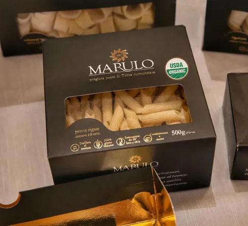 Miniatura 4 de Pasta Penne, pasta de corte bronce hecha en Italia 1.1 libras (17.64 oz), pasta italiana gourmet, sémola 100% dura sin OMG, pasta italiana
