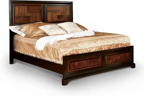 Furniture of America Cleo - Cama de transición multitono, Queen, Acacia/nogal