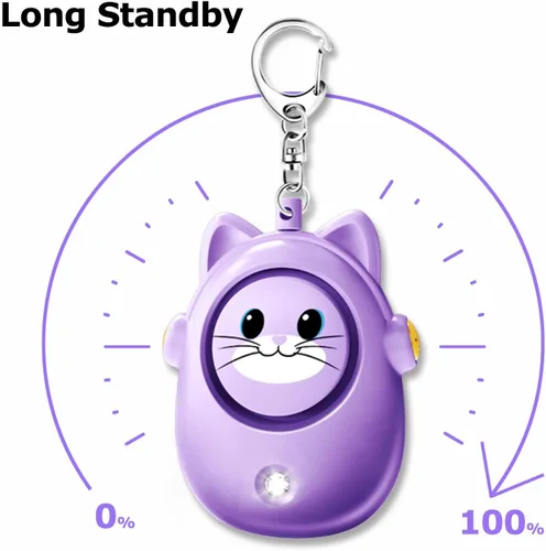 Miniatura 7 de Llavero de alarma personal para mujeres con luz LED, sonido seguro de 130 dB, sirena fuerte de 130 dB, alarma de seguridad de autodefensa de Púrpura