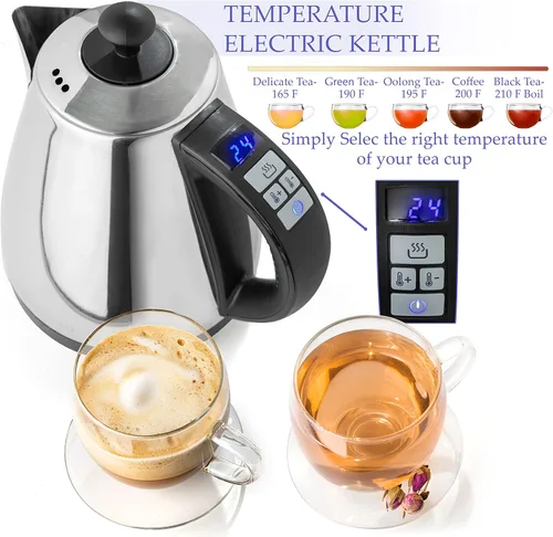 Miniatura 3 de Mixpresso Hervidor Eléctrico con Control de Temperatura, Hervidor de Agua Caliente Eléctrico, Inalámbrico, Capacidad de 1 Litro, Mantener Caliente e